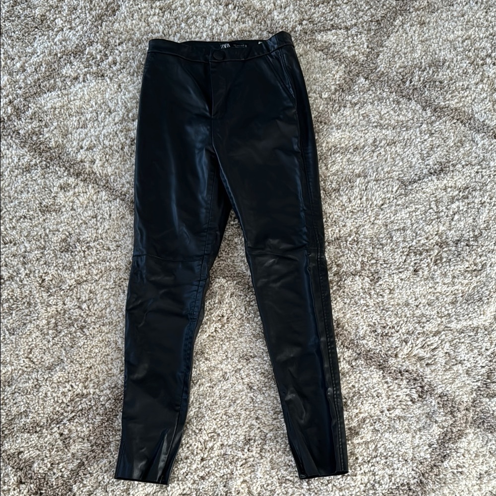 Zara Black Faux Leather Pants